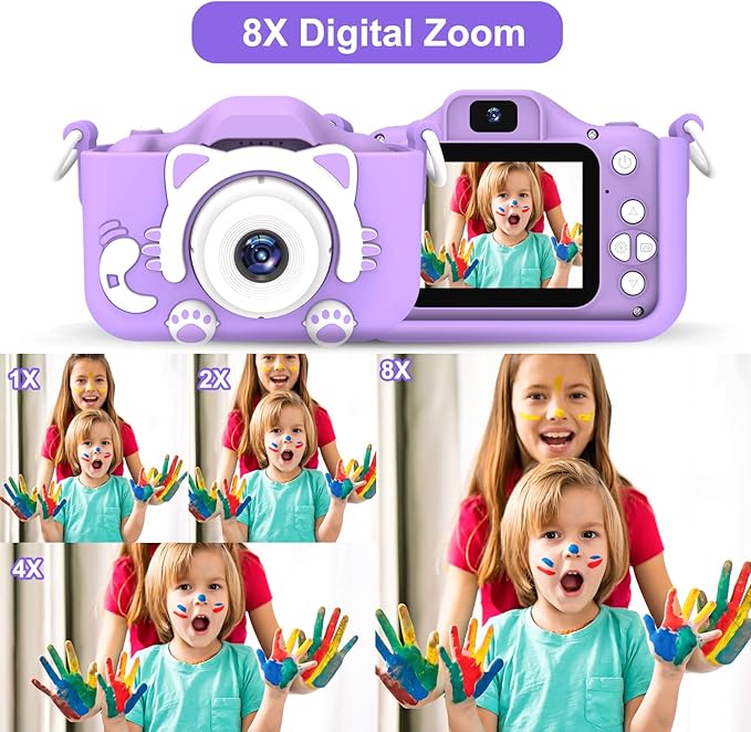 goopow Kids Selfie Camera, Christmas Birthday Gifts for Boys Age 3-9, HD Digital Video Cameras for Toddler, Portable Toy for 3 4 5 6 7 8 Year Old Boy&Girls with 32GB SD Card