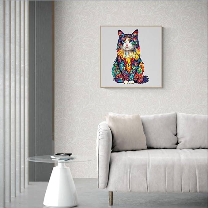 Wooden Puzzles for Adults, Wooden Jigsaw Puzzles for Adults Kids, Colorful Ragdoll Cat-2 Unique Shaped Wood Puzzles Adult, Creative Birthday Gifts for Friends Family Game (11.4 * 7.8in 135pcs)