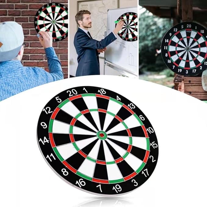 Dart Board Game Set - 17'' Double Sided Usable Dartboard with 6 Steel Tip Darts, Excellent Indoor & Outdoor Party Game, Christmas Birthday Gifts for Adults Teens Family Office Leisure Sport