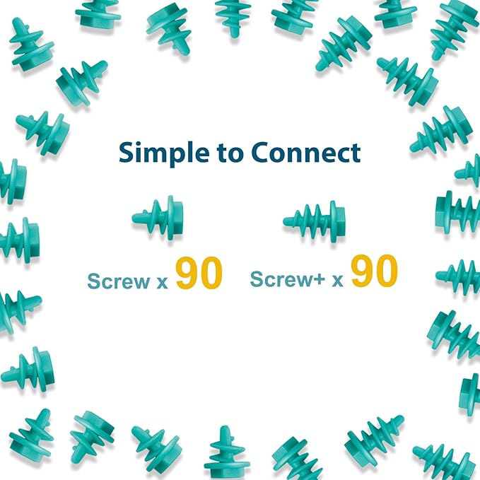 Screws Kit Top-up 180 Piece, Cardboard Construction Tools, STEM Educational Toys for at-Home Play + Classroom Learning, Mix Kit for Boys and Girls Aged 5+ (Blue)