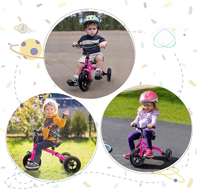 XPIY Tricycle for Toddlers Age 2-5 Years Old, 3 in 1 Folding Toddler Bike for Boys and Girls, Kids' Bike Trike with Detachable Pedal and Adjustable Seat (Pink)