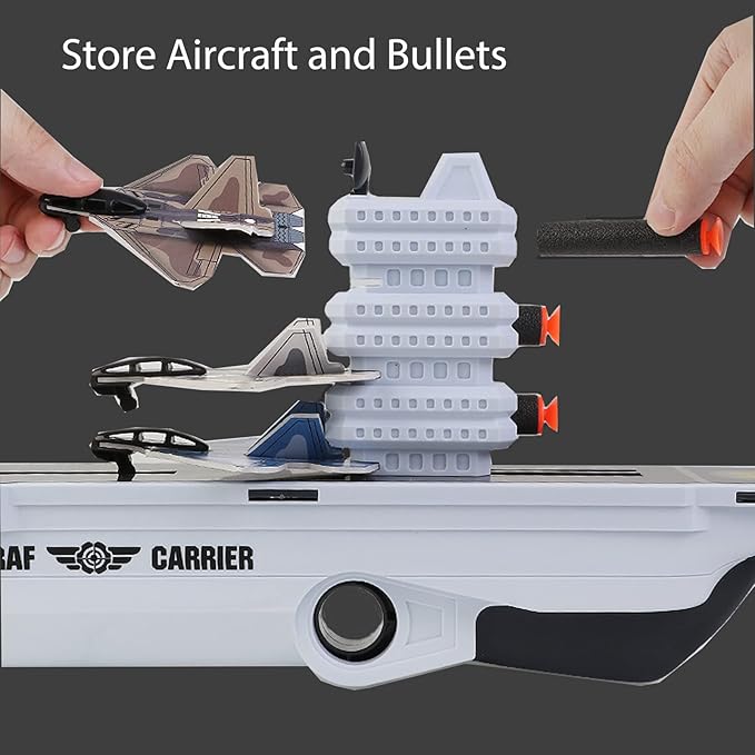 Aircraft Carrier Toy, Kids Airplane Toys, Flight Modes Foam Glider Catapult Plane Toys, Kids 3 4 5 6 7 8 9 Years Old Birthday Gifts for Outdoor Flying