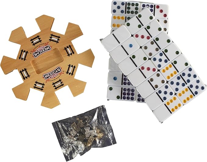 Front Porch Classics | Mexican Train Domino Set in Wooden Collector Box from Front Porch Classics for 2 to 8 Players Ages 8 and Up