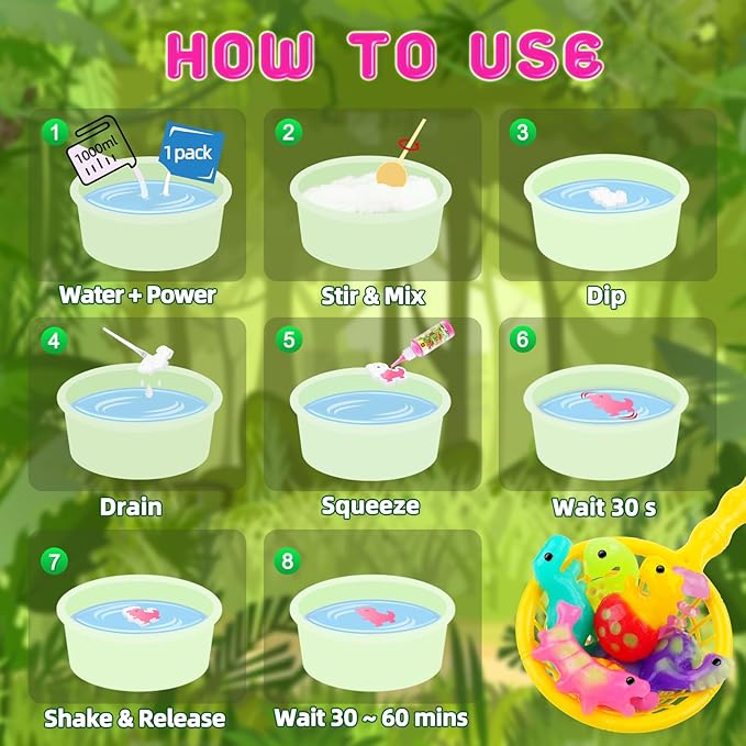 Magic Water Elf Toy Kit, Squishy Maker, Aqua Fairy Water Gel Kit with 24 Magic Gels, 18 Dinosaur Molds, Magic Water Gel Kit, Magic Elf Water Toy, Birthday Gifts, DIY Crafts for Kids