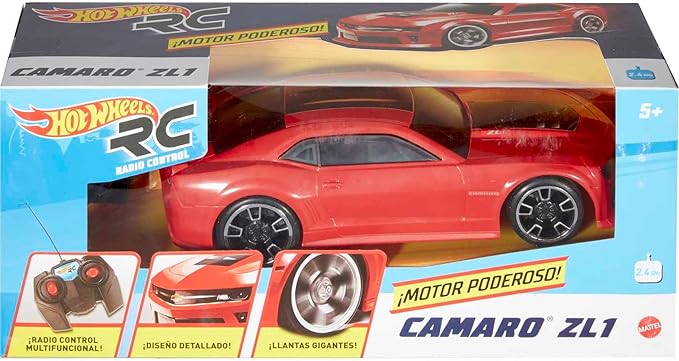 Hot Wheels RC Red ZL1 Camaro, Full-Function Remote-Control Toy Car, High-Performance Engine, 2.4 GHz with Range of 65ft
