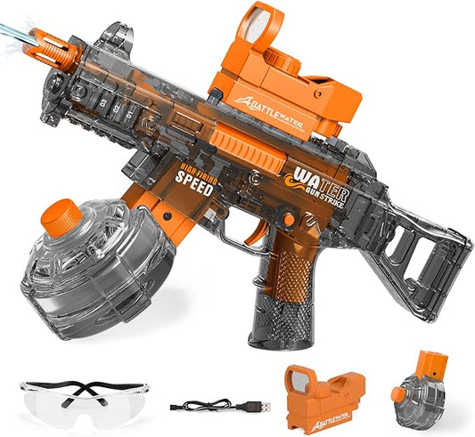 Electric Water Gun for Adults Kids Automatic Squirt Water Gun with Large Capacity High-Powered Water Blaster Up to 33 FT Long Range Summer Outdoor Beach Pool Water Fighting Toy for Boys Girls Orange