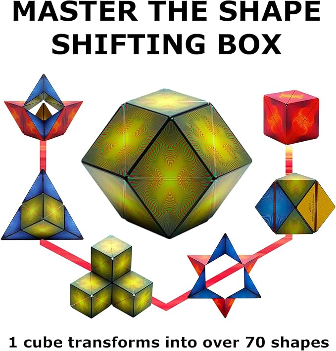 SHASHIBO Shape Shifting Box - STEM Magnetic Fidget Cube That Transforms Into Over 70 Shapes, Download Fun in Motion Toys Mobile App (Optical Ilusion)