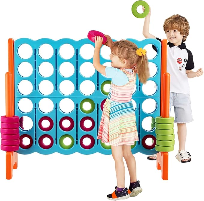 ARLIME Jumbo 4-to-Score Giant Game Set, Backyard Games for Kids & Adults, 4 in A Row W/Quick-Release Lever, 42 Build-in Rings Included, Jumbo Size for Outdoor & Outdoor Play