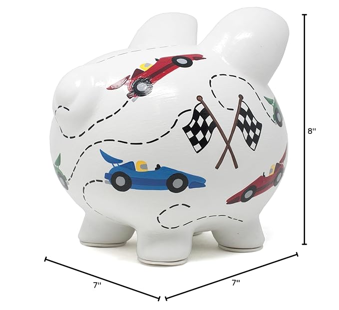 Child to Cherish Ceramic Piggy Bank for Boys, Vroom Race Car