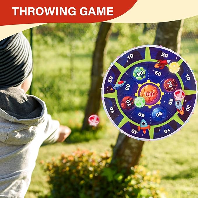Double-Sided Light Up Dart Board Shooting Game for Kids, 29 Inches Standing & Hanging Toy Set with 2 Toy Guns 20 Soft Foam Bullets 6 Sticky Balls, Indoor Outdoor Games Fun for 3-5 Year Old Boys Girls