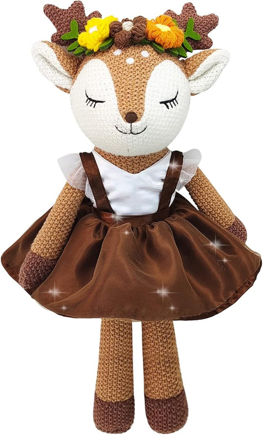 Deer Stuffed Animal, 17" Reindeer Plush Toys, Cute Stuffed Animals Deer Ballerina Doll, Stuffed Animals for Girls, Soft Plush Doll Animal Toy, Christmas Birthday Gifts for Baby Kids Girls