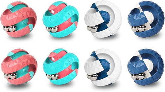 8 Pack Orbit Ball Toy, Fidget Cubes Top Spinning Toy, Great Party Favor Gifts & Creative Decompress Toys, Puzzle Track Games for Kids Children Adults