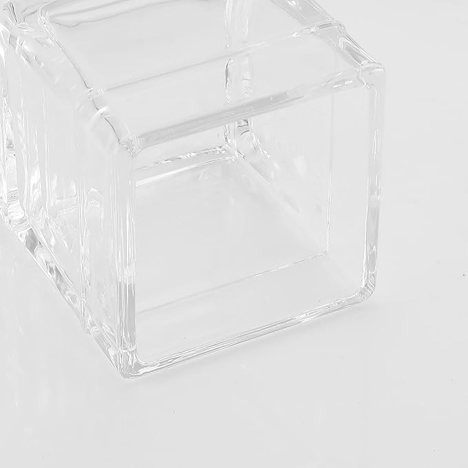 Glass Cotton Jar Holder 2 Pack– Matte Black Lid, Elegant Bathroom Storage Canister for Qtips, Cotton Balls, Floss, Makeup Organizer, Vanity & Bathroom Organization