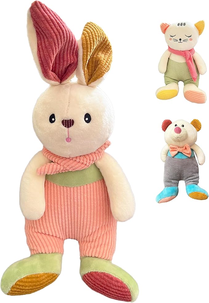 Soft and Cute Corduroy Bailey Bunny Stuffed Animal Plush Toy, Adorable Gift for Toddlers and Kids 14 Inches Green