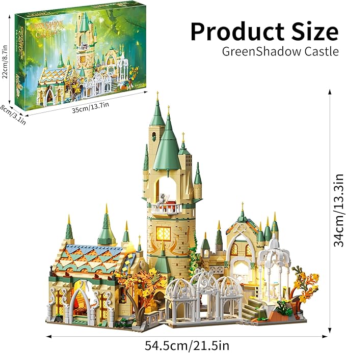 Magic Medieval Castle Architecture Building Block Sets with LED Lights Creative Ideals Gifts for 8+ Boys Girls Adults (1555PCS)