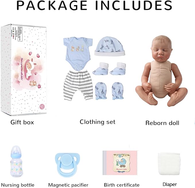 Realistic Reborn Dolls Levi - 18 Inch Lifelike Sleeping Baby Boy That Look Real Soft Cloth Body Newborn Baby Dolls Poseable Advanced Painted with Gift Box Set for Kids Age 3+