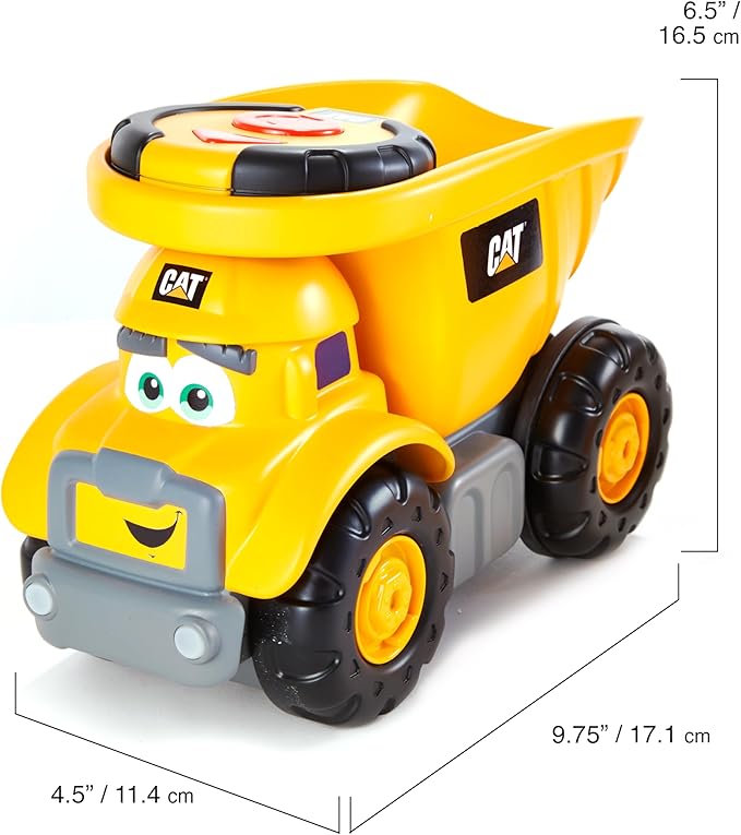CAT Construction Toys, Junior Crew Lil' Movers Remote Control Truck, RC Car + Dump Truck, Working Headlights, with Child Friendly Controller