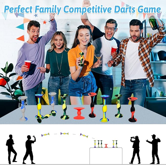 HugOutdoor 4.3 "Large Size 12Pcs 4 Colour Suction Cup Dart Silicone Sucker Soft Darts Kids Sticky Toys Indoor Outdoor Sports Throwing Games
