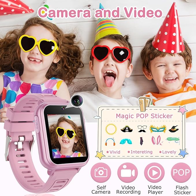 Cosjoype Smart Watch for Kids Age 4-12, 36 Puzzle Games Touchscreen Girls Watch with Video Camera Music Player Pedometer Flashlight, Kids Toys Christmas Birthday Gifts for Kids Age 5 6 7 8