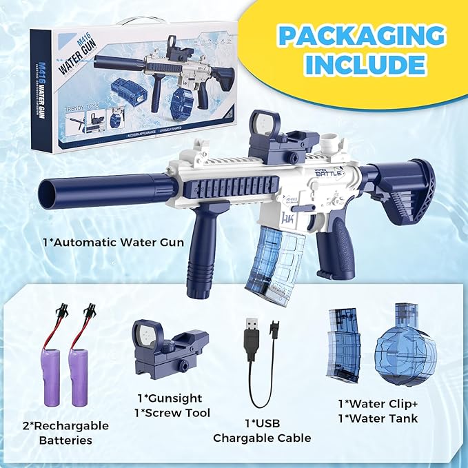 Electric Water Gun,Squirt Gun Toy,Automatic Water Blaster Gun up to 35 FT Long Range,Outdoor Pool Beach Party Shooting Game Toy,Ideal Water Gun Toy Gifts for Kids & Adults (Sea Blue)