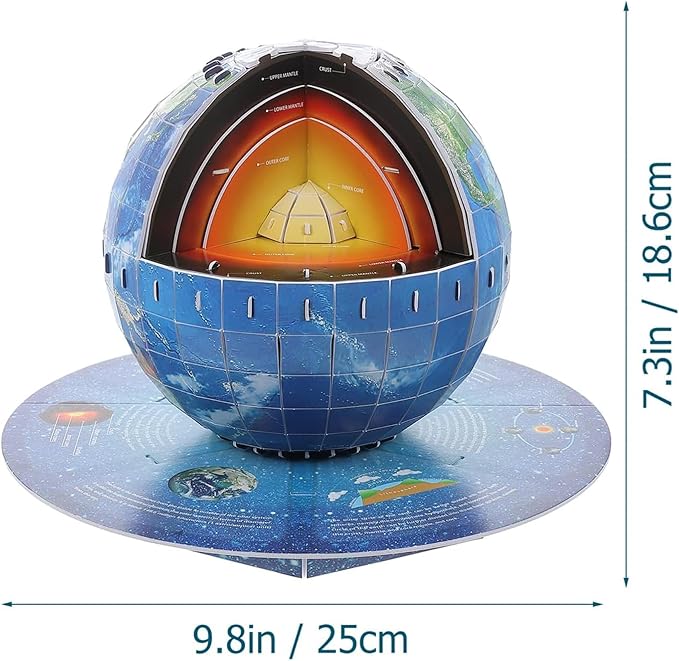 Educational 3D Earth Globe Puzzle Kit for Kids 8-14, Geography Learning Toy, 50-Piece DIY Jigsaw World Map Model - Birthday Gift for Boys and Girls!