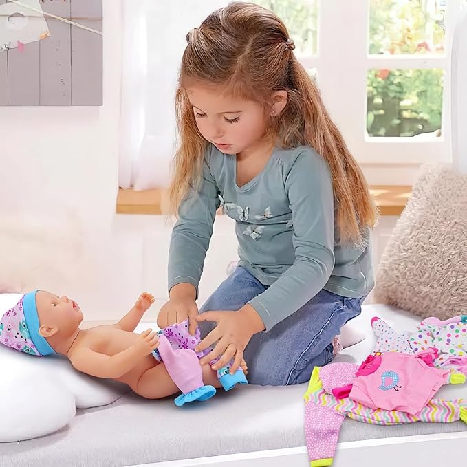 UNICORN ELEMENT 5 Sets Baby Doll Clothes for 14-18 Inch Dolls, Doll Pjs Outfits Playtime Jumpsuits Fit in 15 Inch Dolls Reborn,10 Pcs in Total Doll Clothes and Accessories for 18 Inch Girl Doll