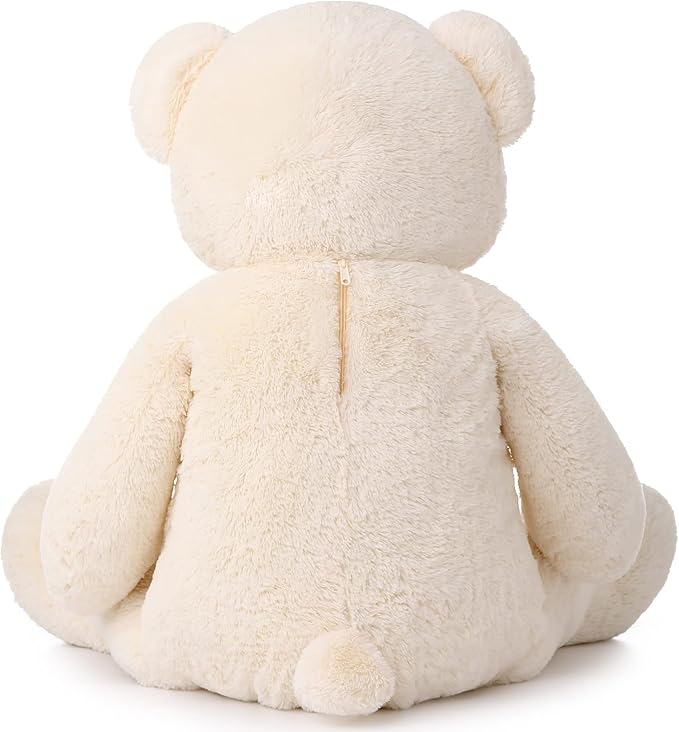 MorisMos Smile Giant Teddy Bear, 51inch Large Stuffed Bears with Big Footprints, Big Stuffed Animals Cuddly Plush Gifts for Girlfriends, Boyfriend, White