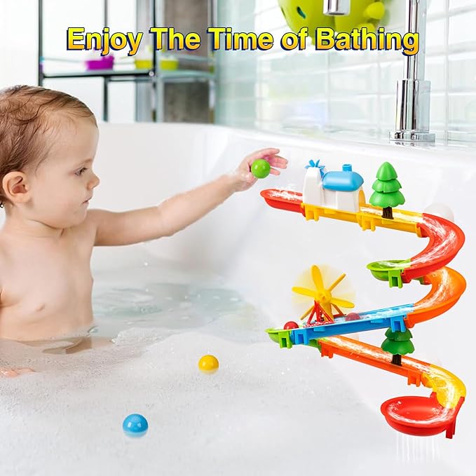 Bath Toys, DIY Fun Splicing Tracks Bath Toys, Bathtub Bath Toys, Scene Building Bath Toys for Kids Toddler, Christmas Birthday Gift for Boys Girls