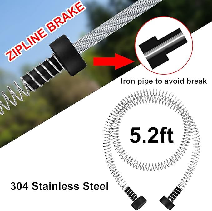 EDOSTORY 120 Feet Backyard Zip Line Kit for Kids and Adult Outdoor Up to 330lb with Stainless Steel Ziplines Spring Brake and Safety Harness, Christmas and Birthday Gifts for Kids(Red)