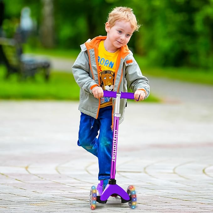 Kids 3-Wheel LED Kick Scooter - Adjustable Height, Lean-to-Steer for Boys & Girls Ages 3-8
