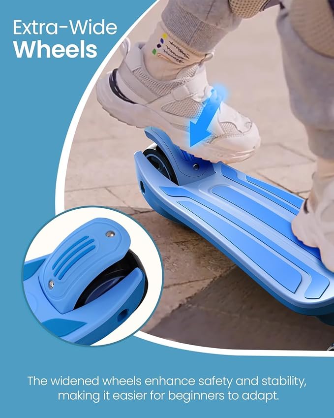 2-in-1 Adjustable Kick Scooter for Kids 3-5 (Suitable 3-12 Years),5-Level Handlebar & Removable Seat, LED Light-Up Wheels, Wide Deck, Foldable Design for Indoor/Outdoor Use - Girls & Boys