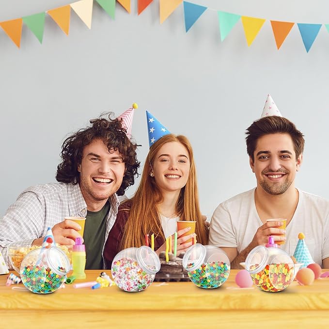 4 Pcs Plastic Candy Jar with Lid for Candy Buffet Large Storage Jar Clear Food Storage Canisters Kitchen Countertop Container for Cookies Beans Snacks Indoor Outdoor Wedding(60 oz)