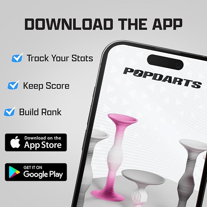 POPDARTS PRO Pack Game Set (Pink & Gray) - Indoor, Outdoor Suction Cup Throwing Game - Competition with a POP