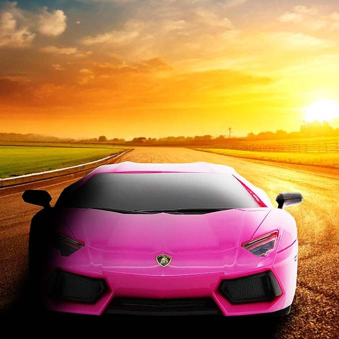 CMJ RC Cars Lamborghini LP700-4 Remote Control RC Car Officially Licensed 1:24 Scale Working Lights 2.4Ghz. Great Kids Play Toy Auto (Pink)