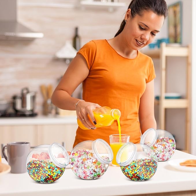 4 Pcs Plastic Candy Jar with Lid for Candy Buffet Large Storage Jar Clear Food Storage Canisters Kitchen Countertop Container for Cookies Beans Snacks Indoor Outdoor Wedding(80 oz)