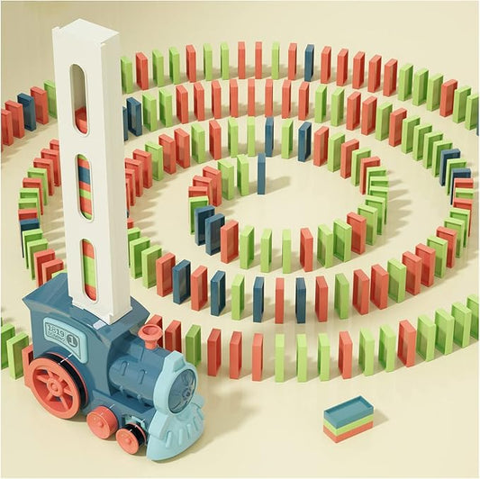 Kids Games Domino Train Toys: 180PCS Automatic Stacking Creative Game 3+ Year Old - Stem Montessori Toy for Boys 4-6 - Summer Autistic Christmas Birthday Gifts 5 6 Toddler Girls Ages 4-8