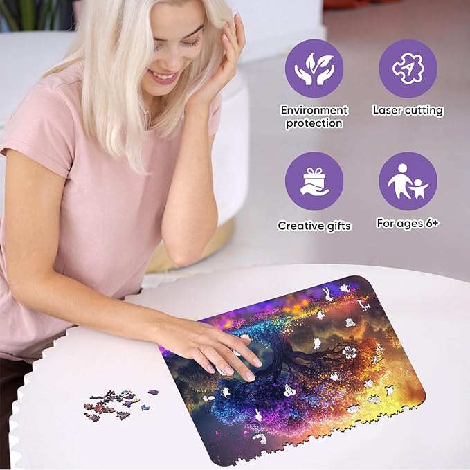 Wooden Puzzles for Adults,Tree of Life Wooden Jigsaw Puzzles 200pcs,8.3x12in,Medium,Unique Shape Adult Puzzles,Irregular Wood Puzzles Creative for Adults and Kids Family Game