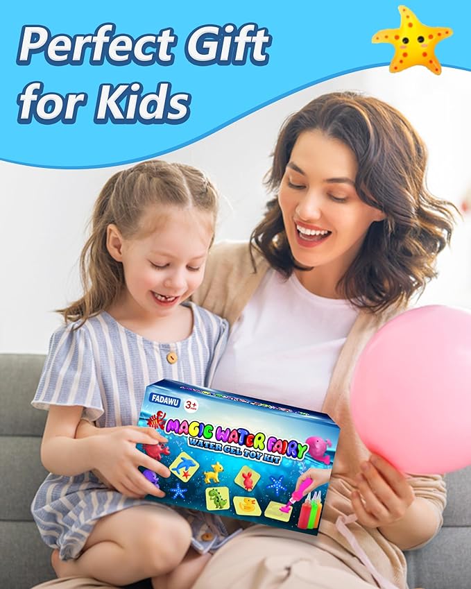 24 Gels Magic Water Elf Toy Kit - Aqua Fairy Water Gel Kits with 16 Molds, DIY Squishy Maker Set for Kids, Water Pets Squishies Toys, Party Favors Arts & Crafts Gift for Boys & Girls