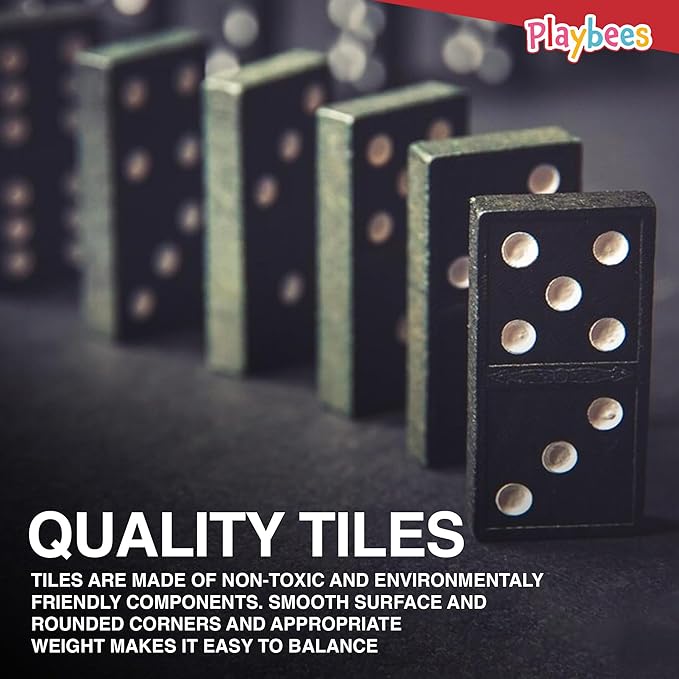 Mini Wooden Dominoes Set - 12 Pack - Classic Double Six Domino Game in a Wooden Case - Educational Board Games & Activity for Teens, Adults