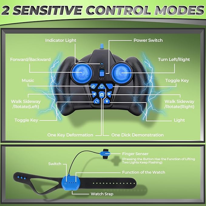 Dysaim Gesture RC Car, Gesture Sensing RC Stunt Car Toys for Kids 6-12 yr, 2.4GHz 4WD Hand Remote Control with Lights Music, Off-Road 360° Rotation Drift for Birthday Toy Gifts