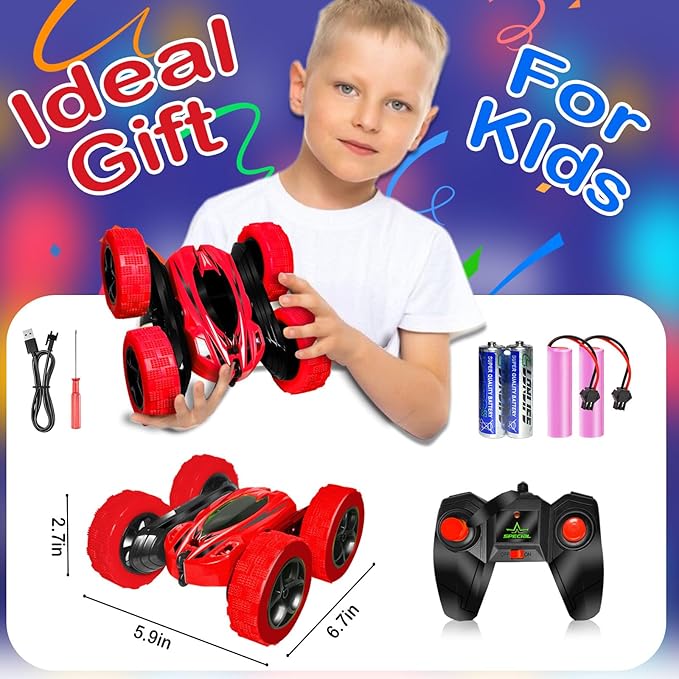FREE TO FLY Rc Car Remote Control Toys: 4Wd Stunt Vehicle All Terrain Rechargeable Battery Race Cars for Kids Ages 4-8 Birthday for 6-8 8-12 Year Old Boy Girl