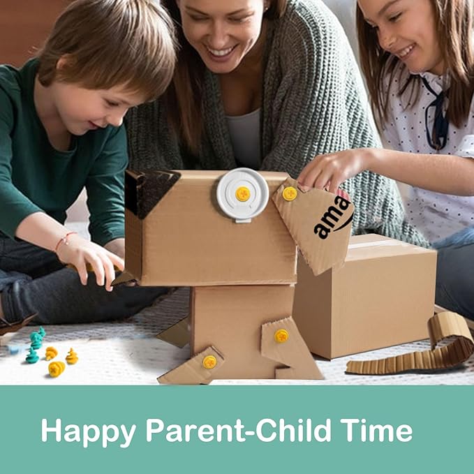 Screws Kit Top-up 180 Piece, Cardboard Construction Tools, STEM Educational Toys for at-Home Play + Classroom Learning, Screws 90 and Screws+ 90 Mix Kit for Boys and Girls Aged 5+(Yellow)