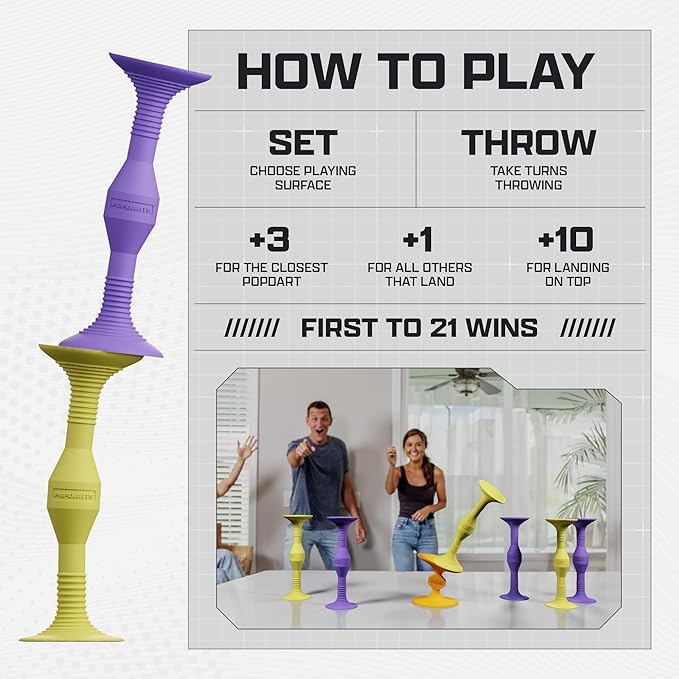 Popdarts Pro Pack Game Set (Purple and Yellow) - Indoor, Outdoor Suction Cup Throwing Game - Competition with a POP