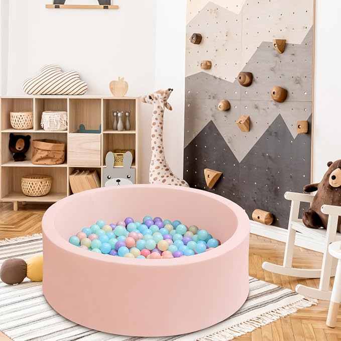 Baby Ball Pit 35.4" Soft Round Memory Foam Ball Pits NOT Included Balls Indoor Outdoor Playpen for Babies Toddlers Kids Great Gift for Girls Boys, Peach