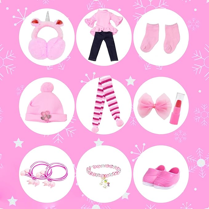 American Doll Clothes and Accessories for 18 Inch Dolls - Includes Pretend Makeup Kit - Girls Gift (Doll Not Included)