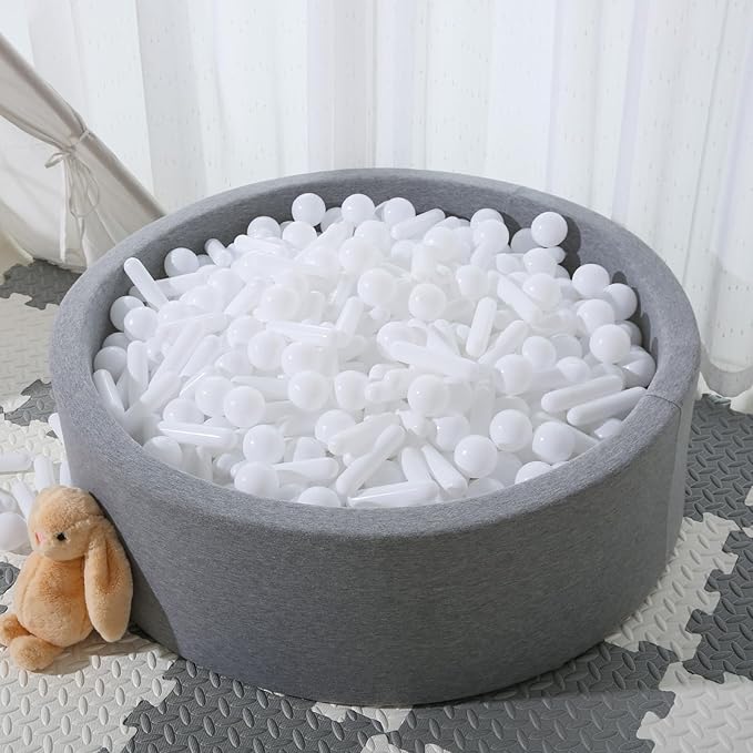 STARBOLO Ball Pit Balls for Toddlers - Pack of 120 Crush Proof Plastic Toy Balls for Toddlers Ball Pit, Play Tent, Baby Pool Water Toys, Kiddie Pool, Party Decoration, Photo Props (White)