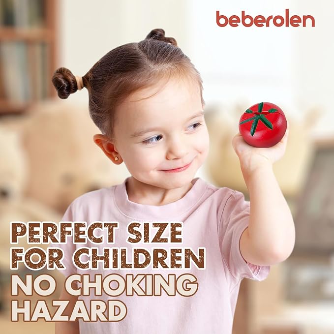 Wooden Play Food Sets for Kids Kitchen Toddlers Wood Toys Cutting Fruit Pretend Food Play Kitchen Accessories Set for Boys and Girls