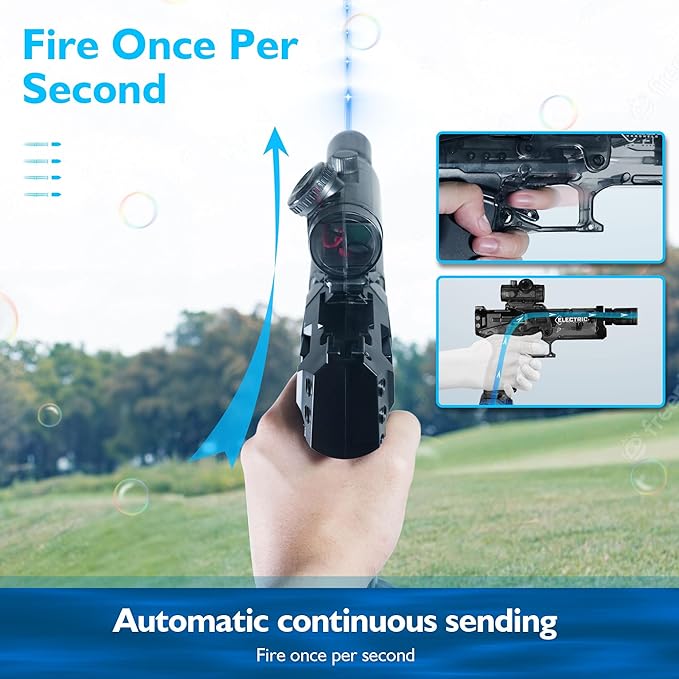 Electric Water Gun for Kids Ages 8-12-Automatic Water Gun-Super Soaker with Automatic High Power,Beach Toys for Summer Outdoor Fun,Perfect Pool and Water Guns Play (Black)