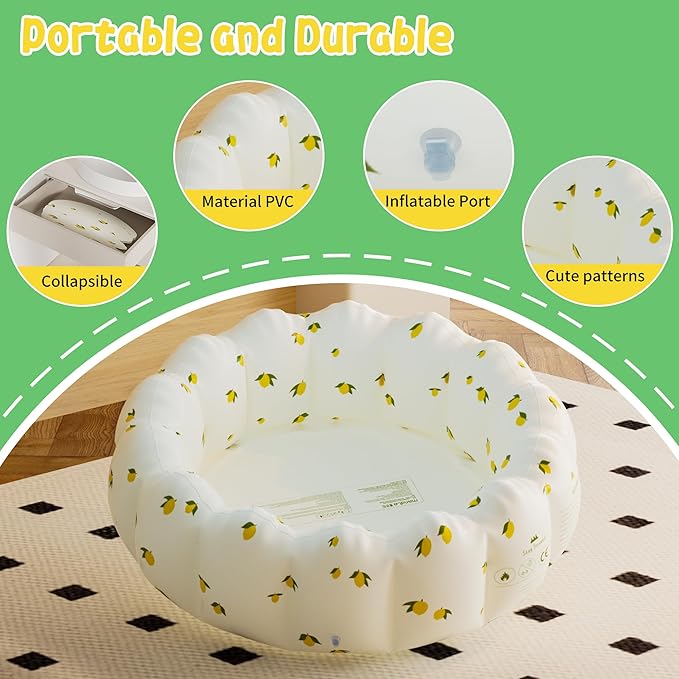 40" Extra Large Inflatable Baby Pool, Portable Toddler Pool, Piscina para Bebes Suit for Ages 0-3 Years Girls and Boys, Garden and Backyard Summer Water Party(Yellow Mango)