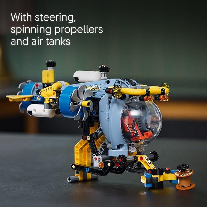 LEGO Technic Deep-Sea Research Submarine Toy - Building Toy for Kids, Boys and Girls, Ages 9+ - Creative and Unique Gift Idea for Birthdays - Movable Propellers and More - 42201